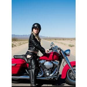 NWT‎ MOB Women Black Braided Zippered Leather Belted Adjustable Riding Chaps 2XL